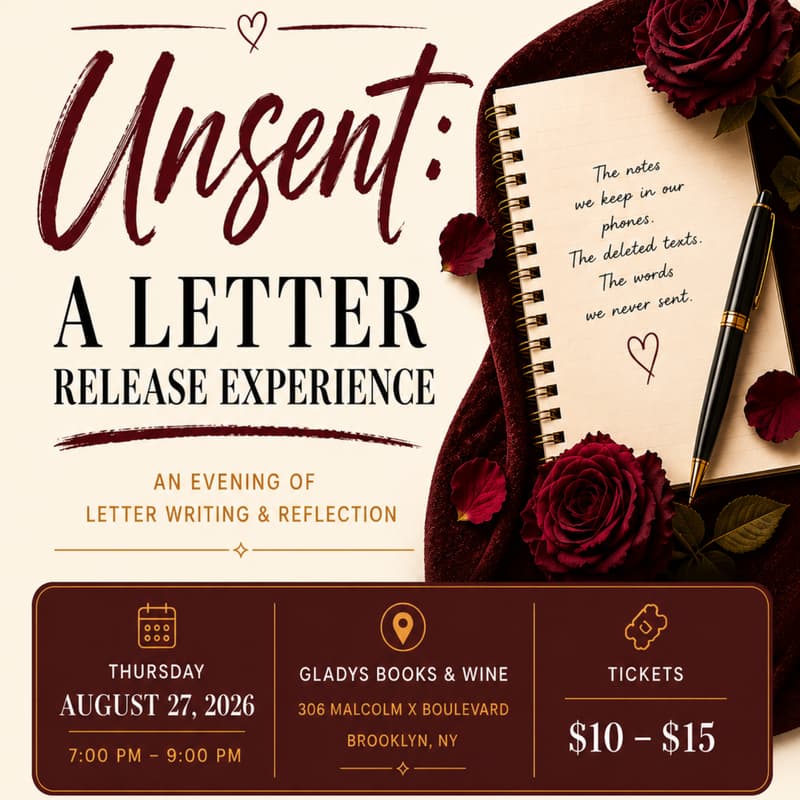 Cover Image for Broken Hearts Restored presents Unsent: An Evening of Letter Writing & Reflection