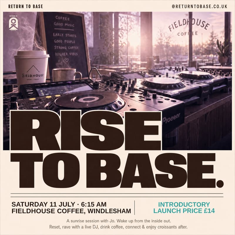 Cover Image for Rise to BASE. Sunrise Reset. Rave. Recharge.