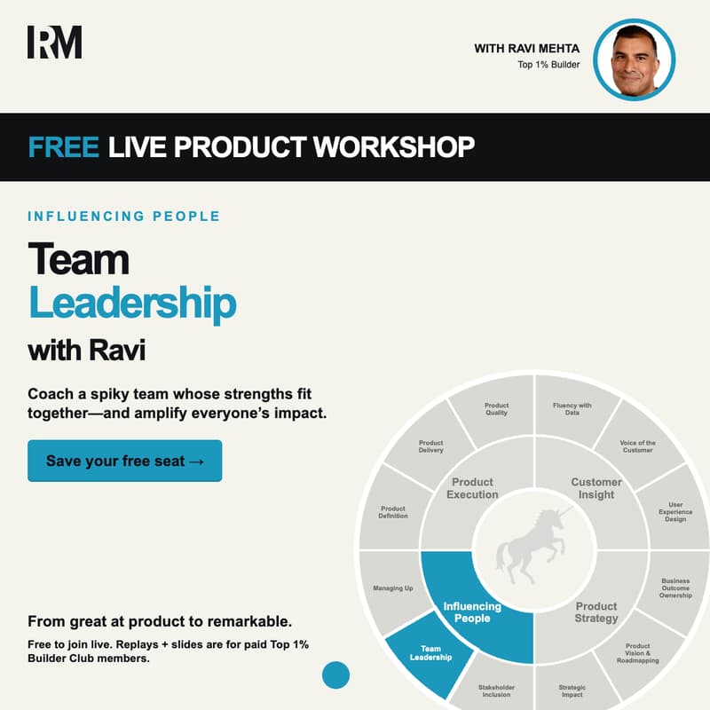 Cover Image for FREE LIVE with Ravi Mehta: Team Leadership — Become a Top 1% Builder