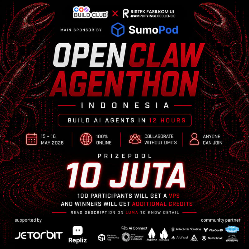 Cover Image for OpenClaw Agenthon Indonesia - Build AI Agents in 12 Hours