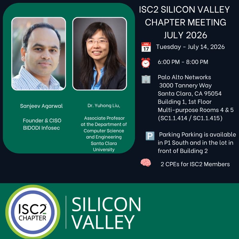 Cover Image for ISC2 Silicon Valley - July 2026 Chapter Meeting