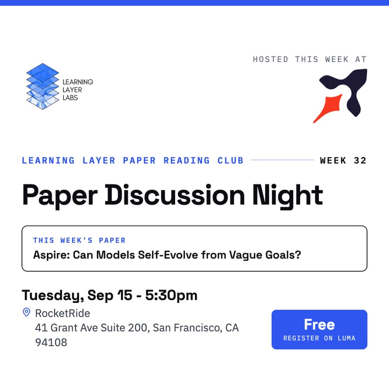 Cover Image for Learning Layer Paper Reading Club - Week 32 - Aspire: Can Models Self-Evolve from Vague Goals?