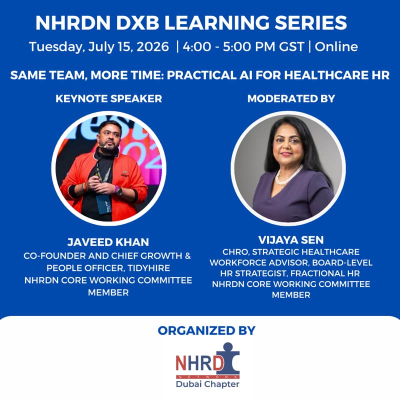 Cover Image for NHRDN DXB Learning Series - Same Team, More Time: Practical AI for Healthcare HR