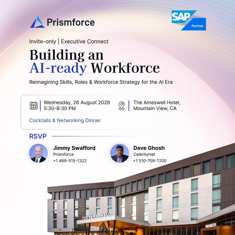Cover Image for SAP x Prismforce Executive Connect: Building an AI-Ready Workforce – Cocktails & Networking Dinner