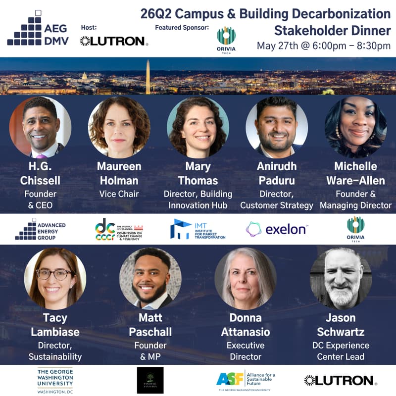 Cover Image for 26Q2 DMV Dinner: Campus & Building Decarbonization