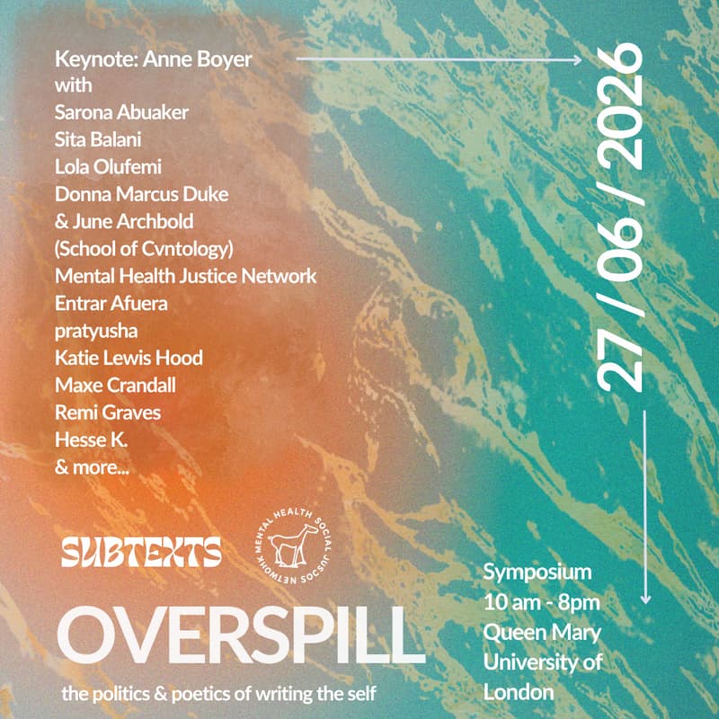 Cover Image for OVERSPILL: the poetics & politics of writing the self