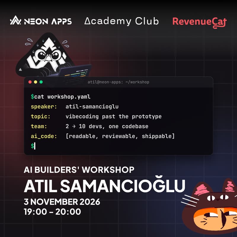 Cover Image for RevenueCat x Academy Club x Neon Apps AI Builders' Workshop