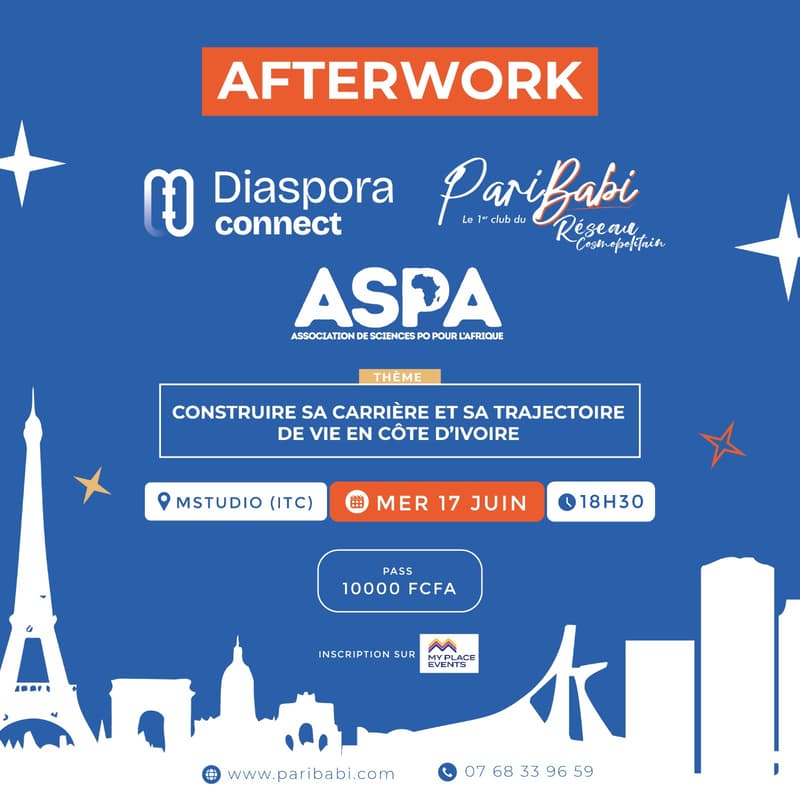 Cover Image for AFTERWORK PARIBABI x ASPA x DIASPORA CONNECT - Construire sa carrière et sa trajectoire de vie en Côte d'Ivoire
