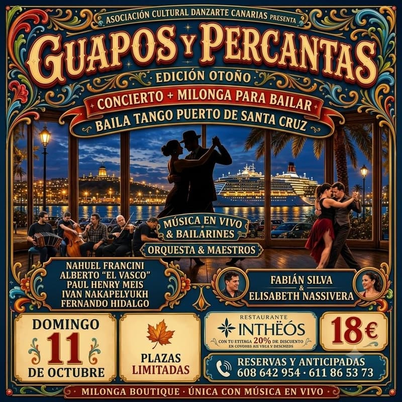 Cover Image for 🍂 MILONGA + CONCIERTO GUAPOS Y PERCANTAS · Edición Otoño