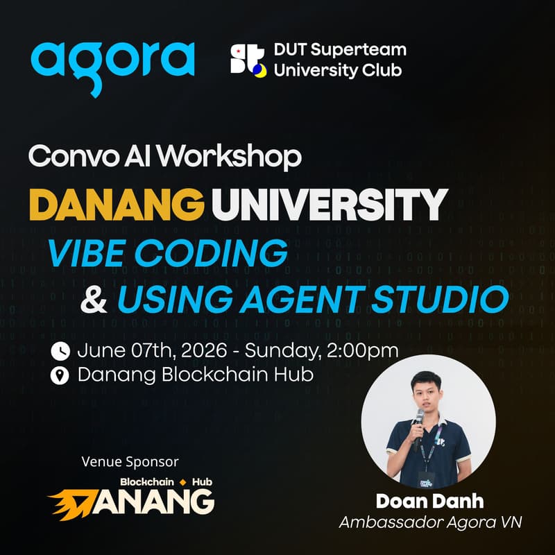 Cover Image for Workshop : Vibe coding & using Agent Studio with Agora - 2:00pm Sunday, June 07th.