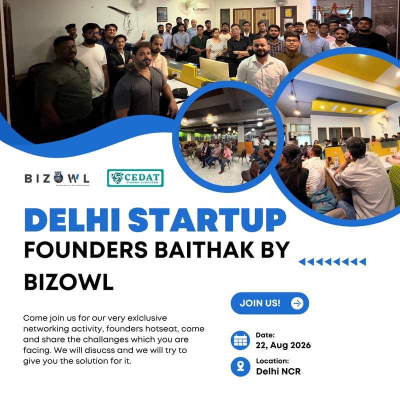 Cover Image for Delhi Startup Founders Baithak By Bizowl