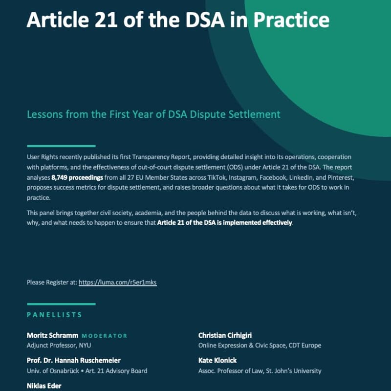 Cover Image for Article 21 of the DSA in Practice