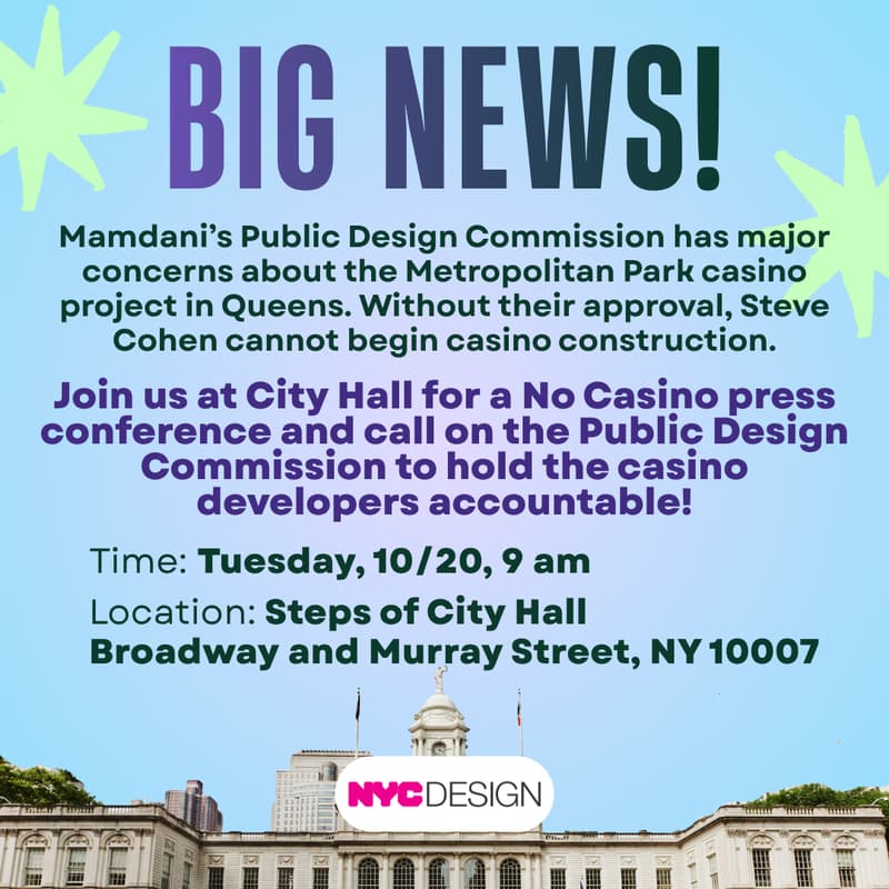 Cover Image for No Casino Press Conference @ 10/20 Public Design Commission Meeting