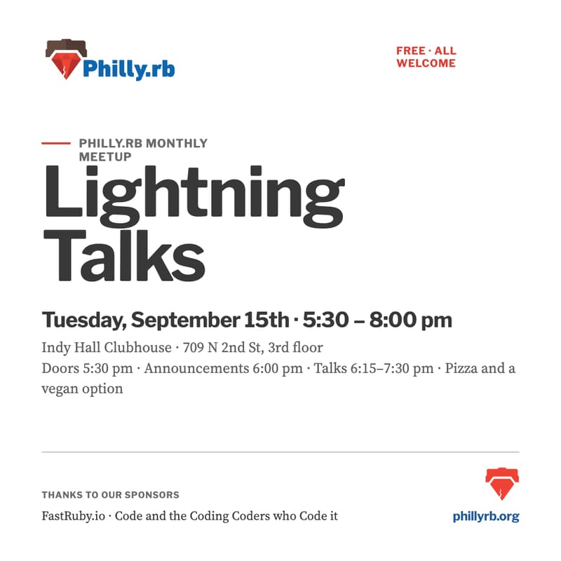 Cover Image for Philly.rb Lightning Talks
