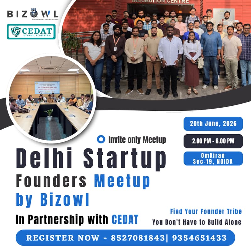 Cover Image for Delhi Startup Founders Meetup By Bizowl