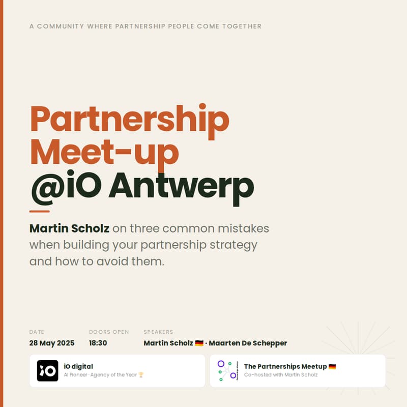 Cover Image for Partnership collective meet-up @iO Antwerp - with Martin Scholz