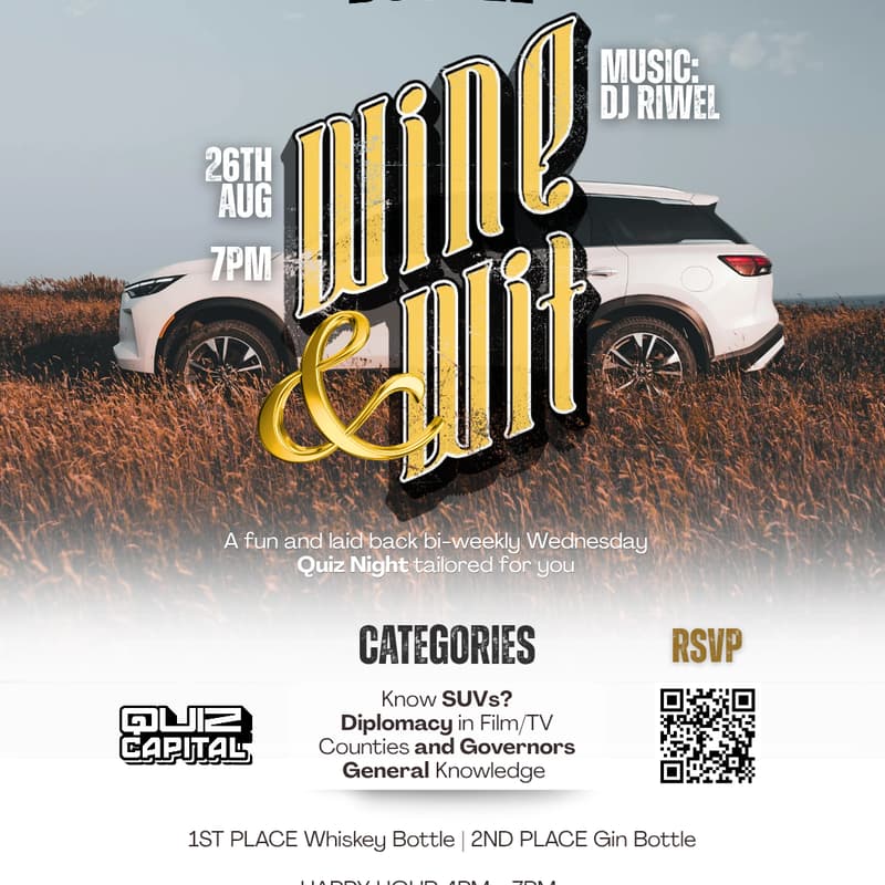 Cover Image for Wine & Wit 'Quiz Night' @ The Wine and Bottle Kileleshwa