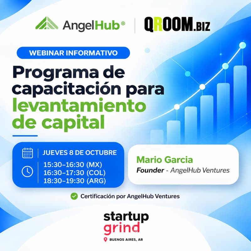 Cover Image for Webinar: ¿Cómo levantar capital para mi proyecto emprendedor o Startup? By Angel Hub Ventures