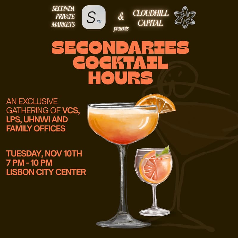 Cover Image for Pre-IPO Secondaries Cocktail Hours for VCs, LPs, Family Offices and UHNWI