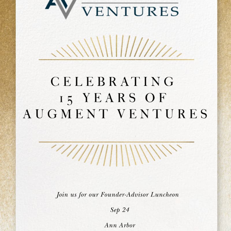 Cover Image for Founder-Advisor Luncheon: Celebrating 15 years of Augment Ventures