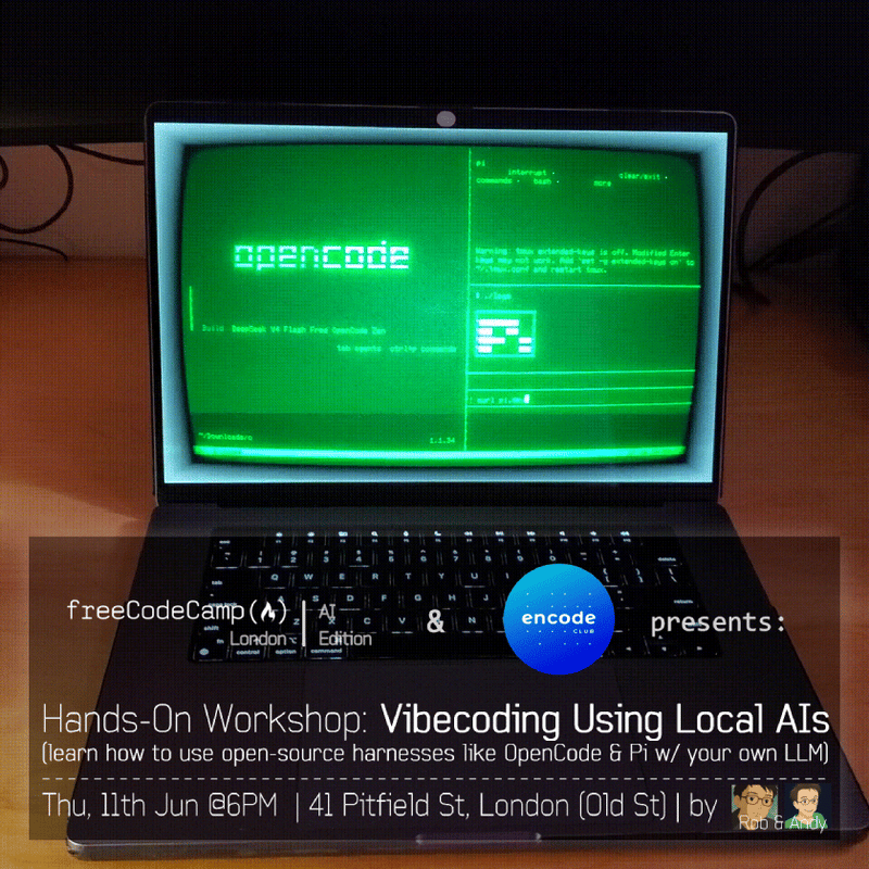 Cover Image for freeCodeCamp x Encode | AI - Workshop: Vibecoding Using Local AIs