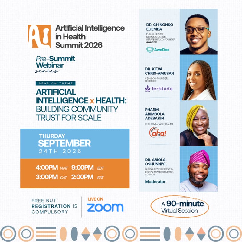 Cover Image for ARTIFICIAL INTELLIGENCE IN HEALTH PRE-SUMMIT WEBINAR