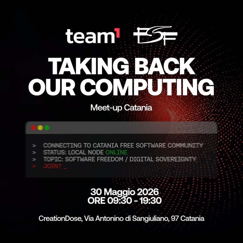 Cover Image for LibreLocal Meetup Catania - Supported by Free Software Foundation & Team1