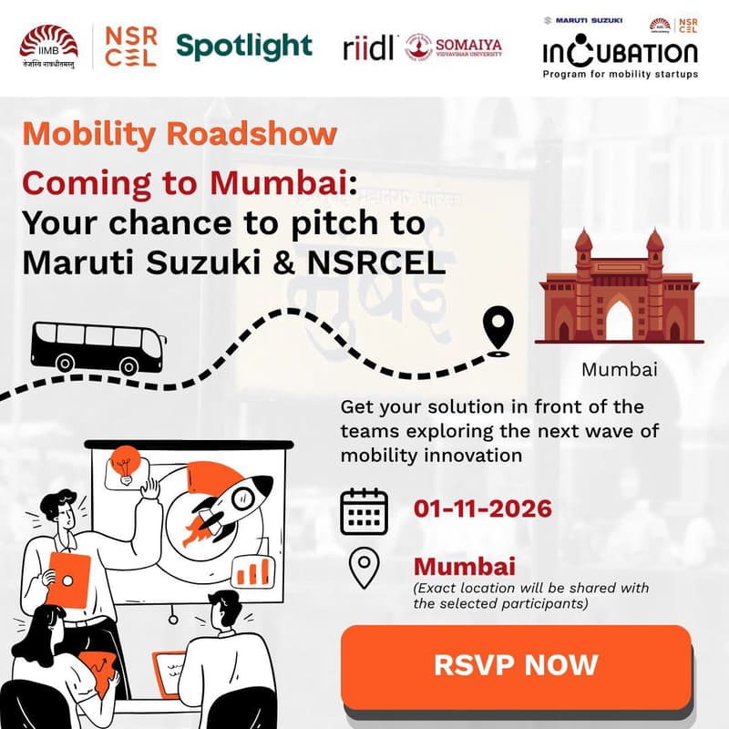 Cover Image for Maruti Suzuki–NSRCEL | Meet the Incubation Program for Mobility Startups | Mumbai