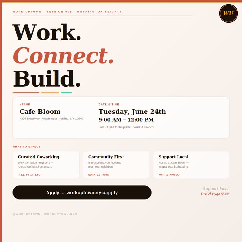 Cover Image for WorkUptown: Curated CoWork Series 01