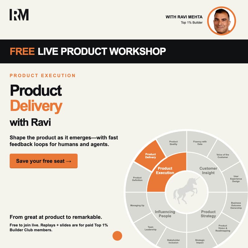 Cover Image for FREE LIVE with Ravi Mehta: Product Delivery — Become a Top 1% Builder