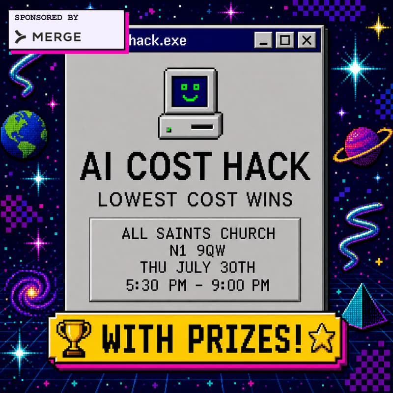 Cover Image for London AI Cost Hack: Lowest Cost Wins - sponsored by Merge and condense.chat