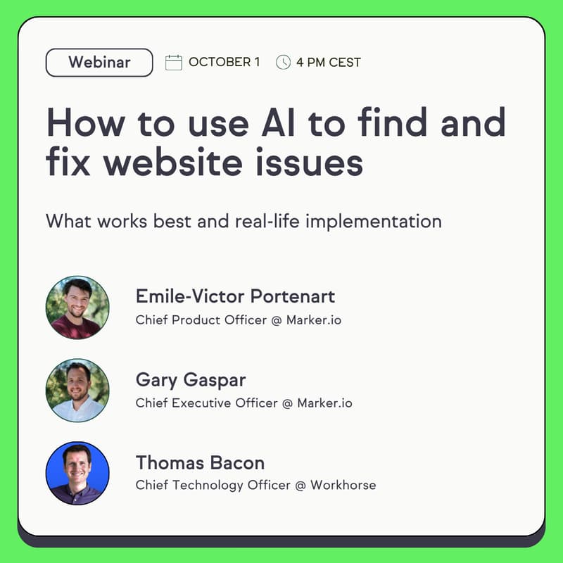 Cover Image for Webinar #4: How to use AI to find and fix website issues