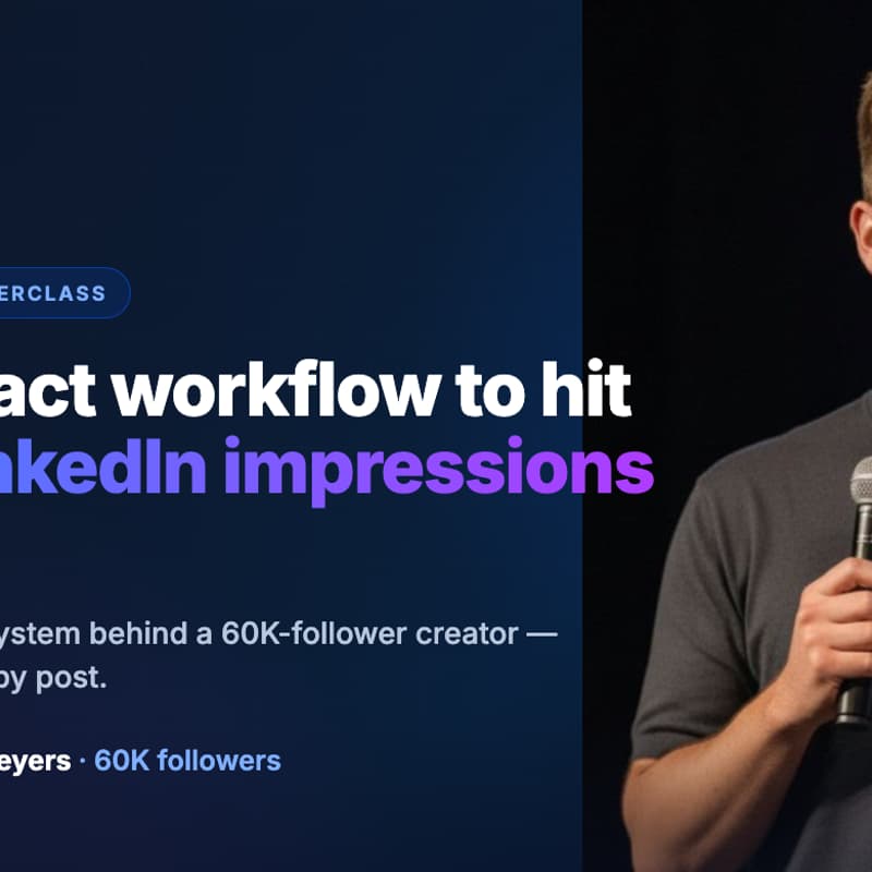 Cover Image for The exact workflow to generate 12M impressions per year on LinkedIn — with Kevin Meyers (60K followers)