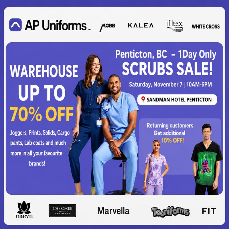 Cover Image for Warehouse Scrubs Sale – Penticton, BC – 1 Day Only