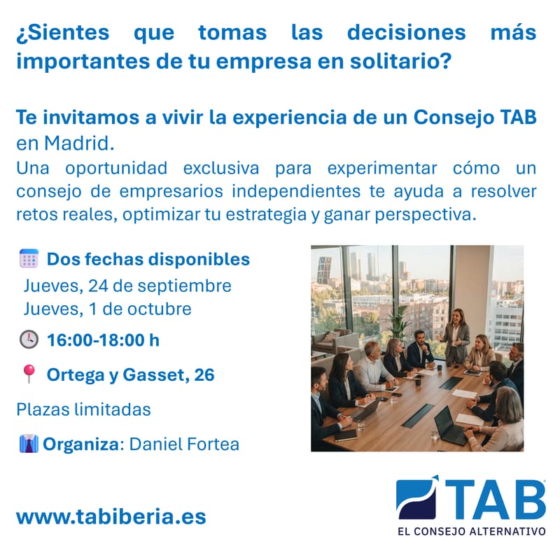 Cover Image for Prueba el Consejo de TAB en Madrid (24 sep)