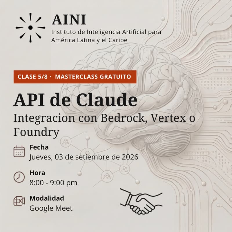 Cover Image for AINI Academy - Clase 5/8: Uso via API de Claude, Bedrock, Vertex o Microsoft Foundry - Conecta tus sistemas
