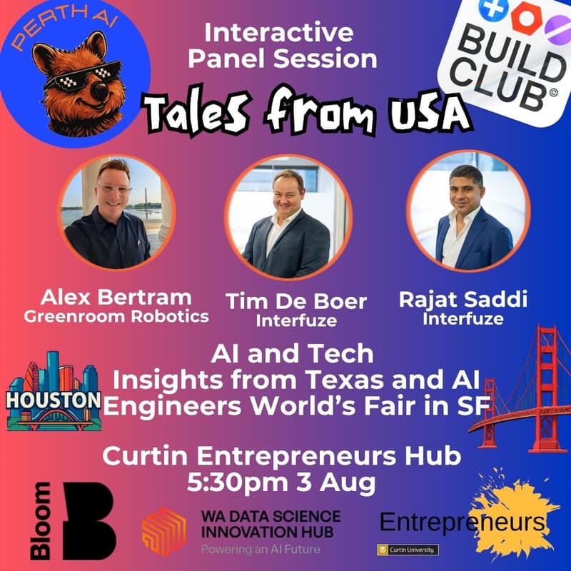 Cover Image for Perth AI x Build Club - July - Interactive Panel: Tales from USA