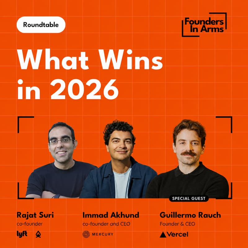 Cover Image for Founders-in-Arms Live: Guillermo Rauch (Founder / CEO, Vercel) with Immad Akhund (Mercury) & Rajat Suri (Tribe)