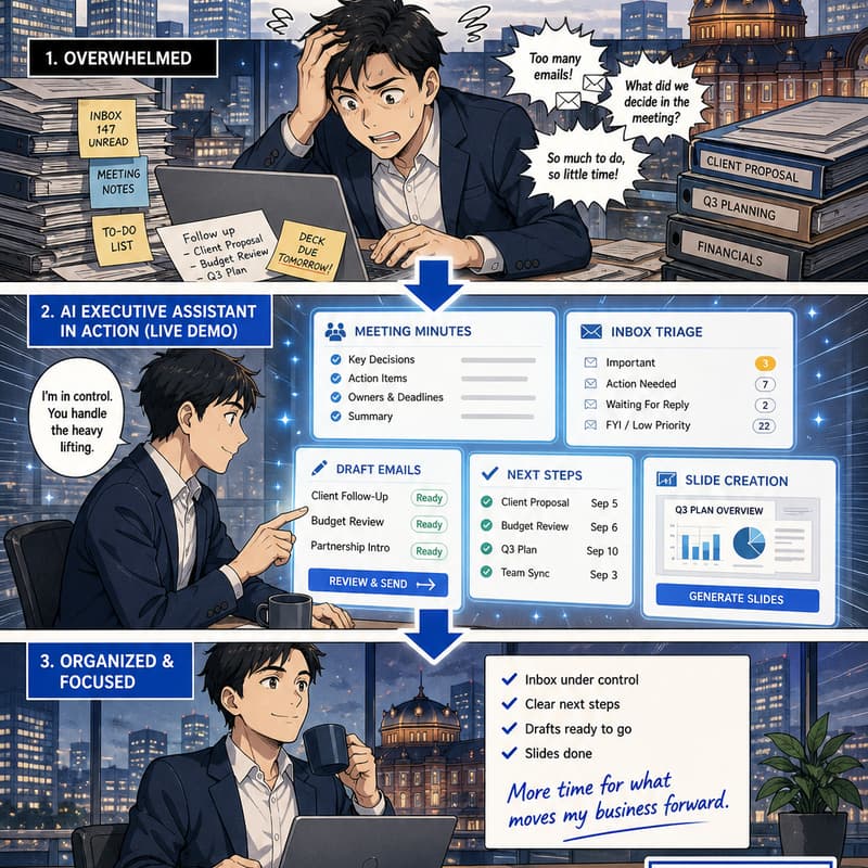 Cover Image for AI for Business Tokyo Meetup #1: How to Create a Personal AI Executive Assistant