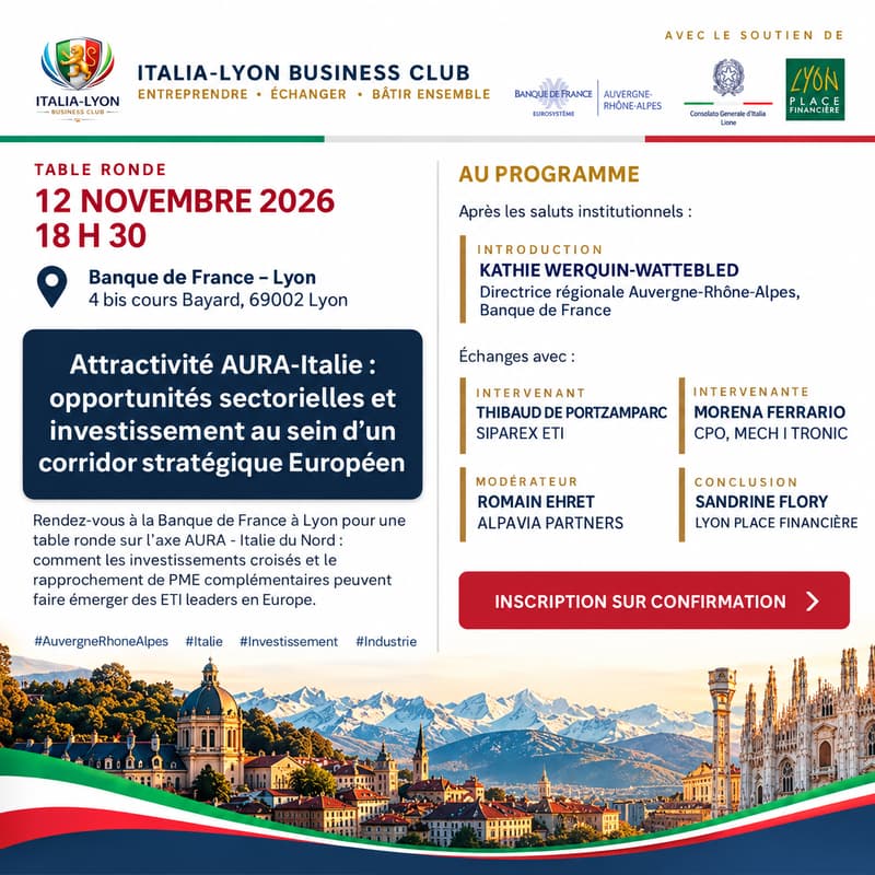 Cover Image for Attractivité AURA-Italie : opportunités sectorielles et investissement au sein d'un corridor stratégique Européen
