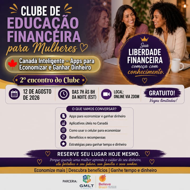 Cover Image for Clube de Educação Financeira para Mulheres — 2º Encontro: Canadá Inteligente: Apps para Economizar e Ganhar Dinheiro
