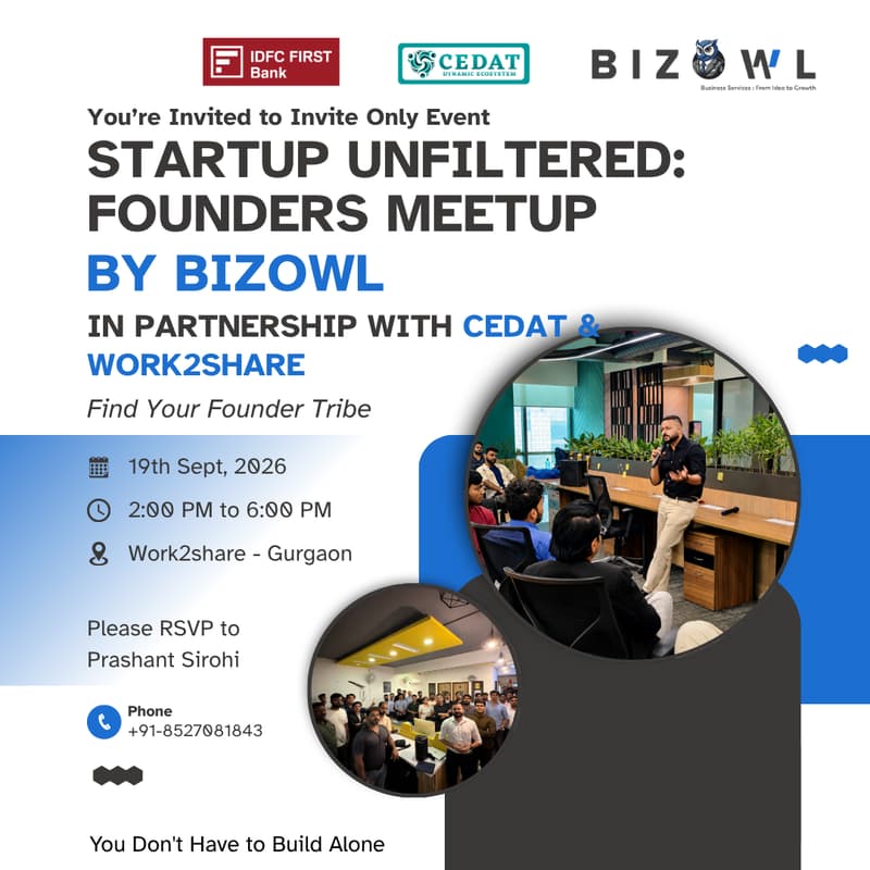 Cover Image for Startup Unfiltered: Founders Meetup by Bizowl