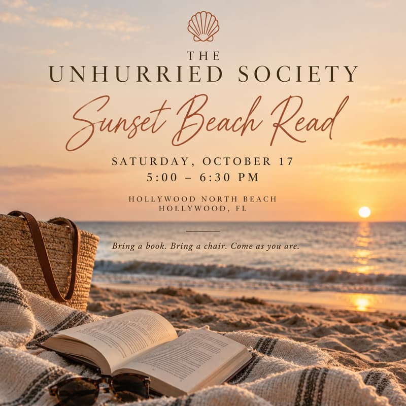 Cover Image for The Unhurried Society October Sunset Beach Read