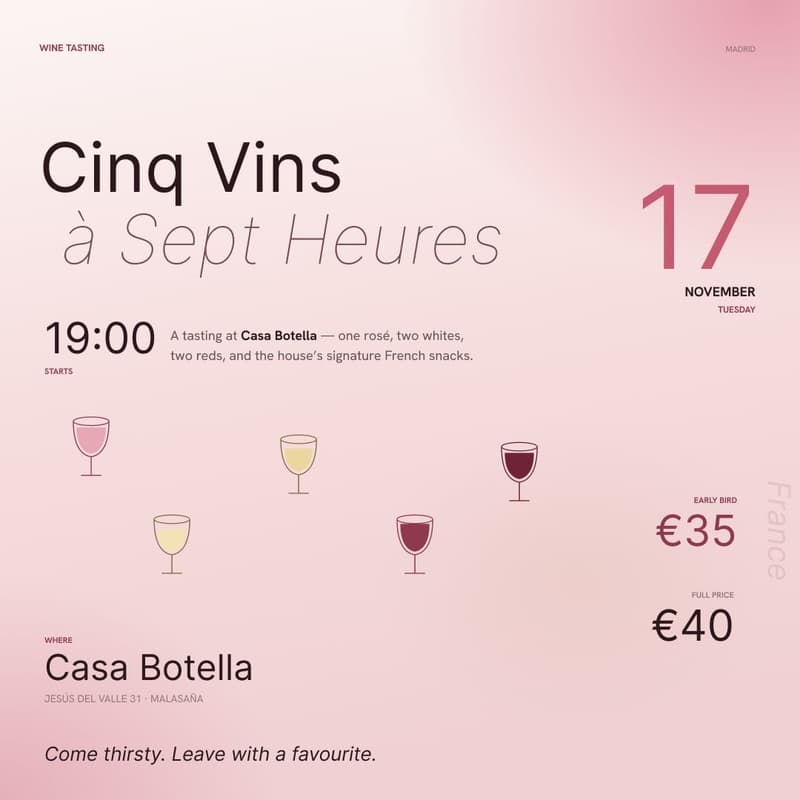 Cover Image for Cinq Vins, à Sept Heures