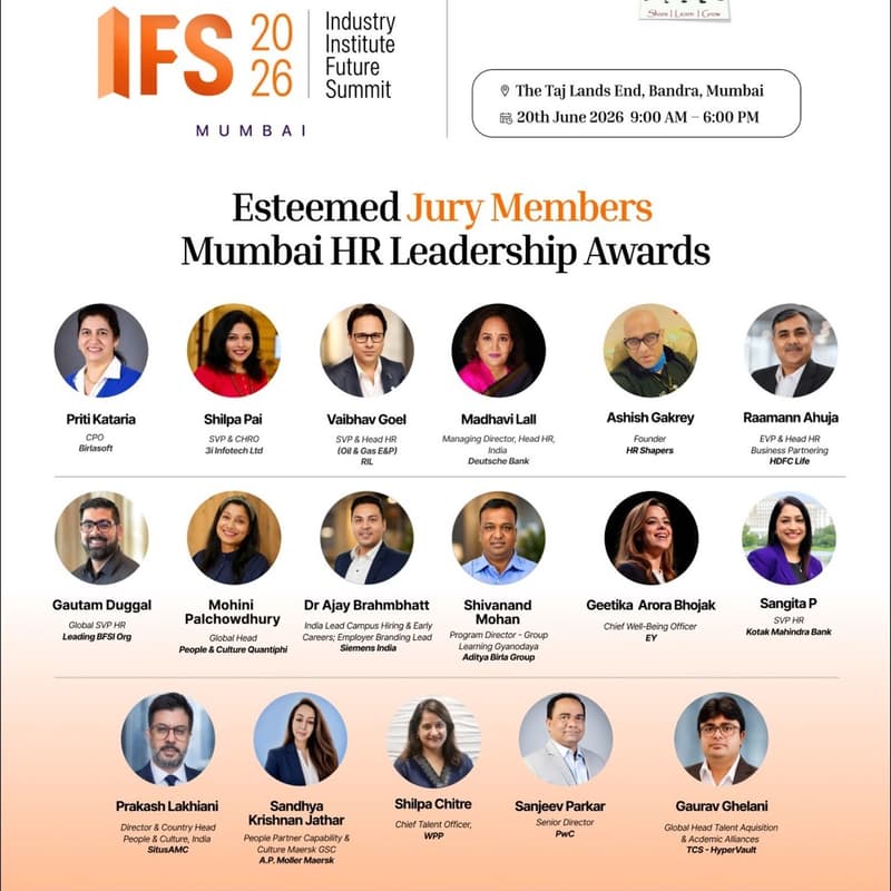 Cover Image for Nomination Closed NOW - HR Awards Mumbai HR Summit and HR Leadership Awards June 2026 by MIT AoE & HR Shapers