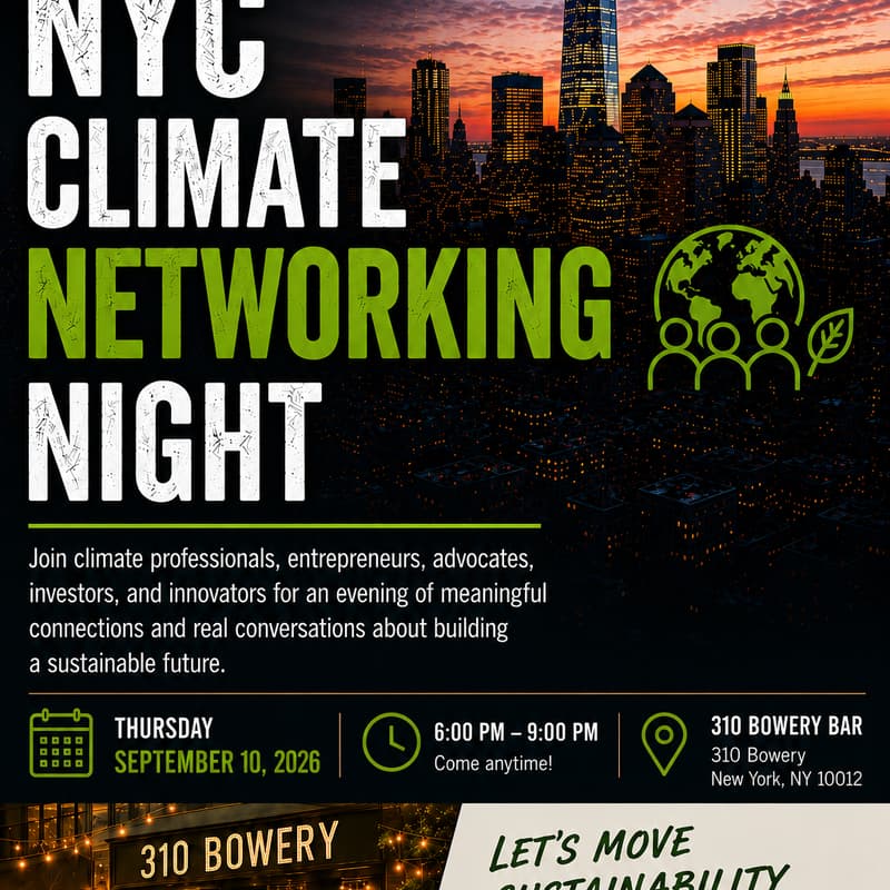 Cover Image for September 4Ward NYC Climate Networking Event @ 310 Bowery Bar