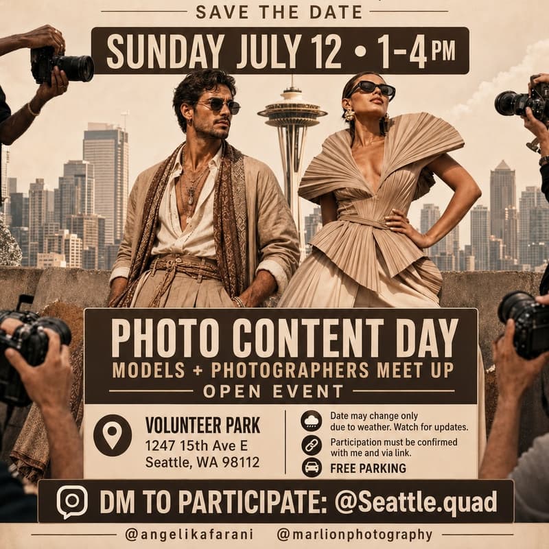Cover Image for Seattle Quad: Photo Content Day. Models & Photographers Meetup