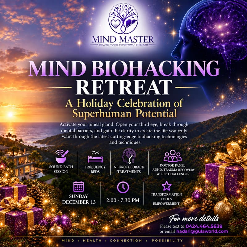 Cover Image for MIND BIOHACKING RETREAT Holiday Celebration of Superhuman Potential.