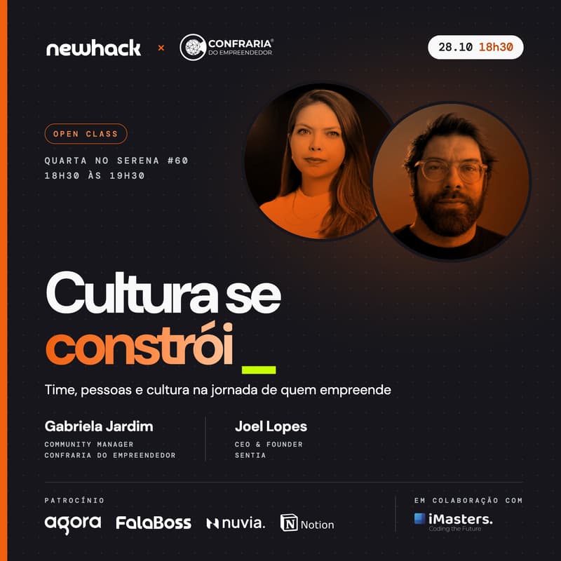 Cover Image for Quarta no Serena #60 | Open Class: Cultura se constrói, com Gabriela Jardim e Joel Lopes