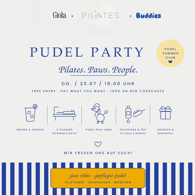 Cover Image for PUDEL PARTY – Pilates. Paws. People.